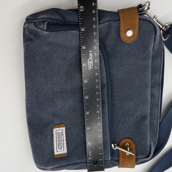 Travelon Crossbody Bag blue Canvas Adjustable Strap Multiple Pockets - Picture 7 of 8